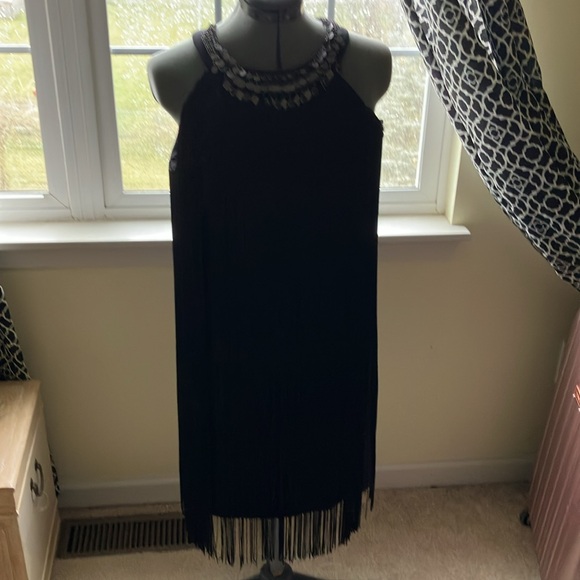 Boston proper back fringe party dress. - Picture 2 of 5